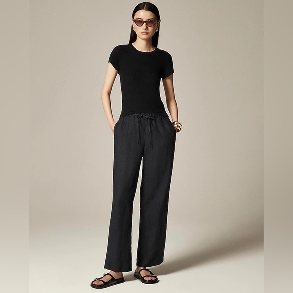 J. Crew black pull on linen blend pants XLT . Coastal beach minimalist casual - Picture 1 of 7